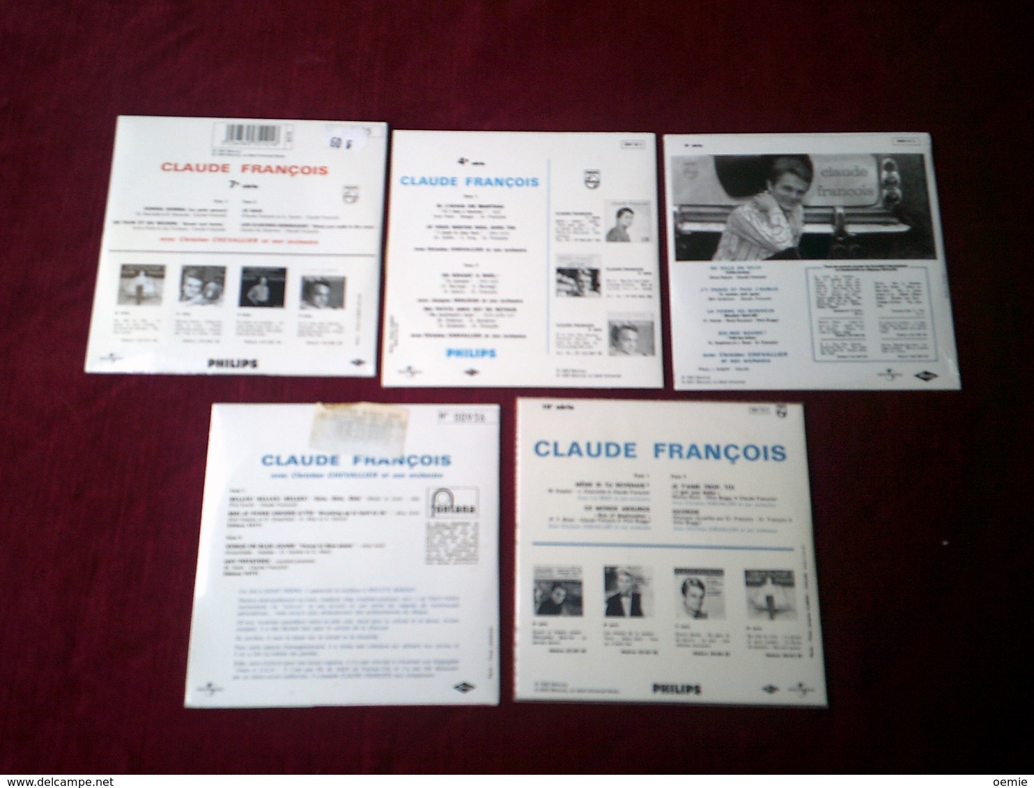 LOT DE 5 SINGLES DE COLLECTION DE CLAUDE  FRANCOIS    4  TITRES - Collections Complètes