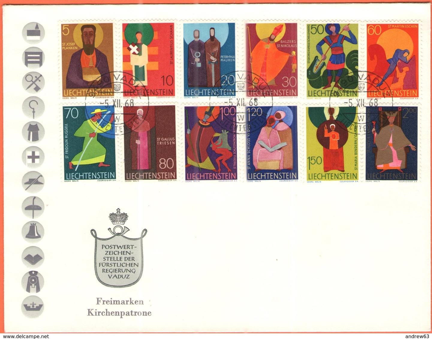 LIECHTENSTEIN - 1968 - Kirchenpatrone - FDC - FDC