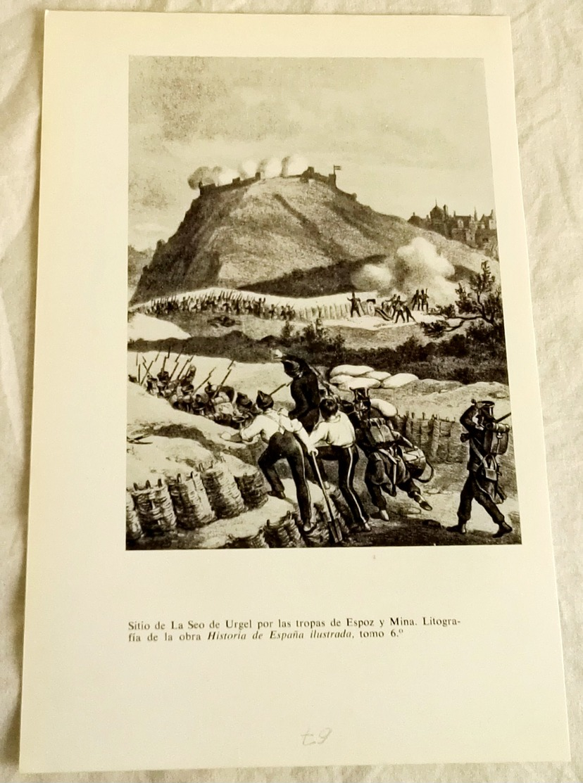 Reproduction - Site Of La Seo De Urgel By The Troops Of Espoz Y Mina / 22x14,5cm / 1965 - Otros & Sin Clasificación