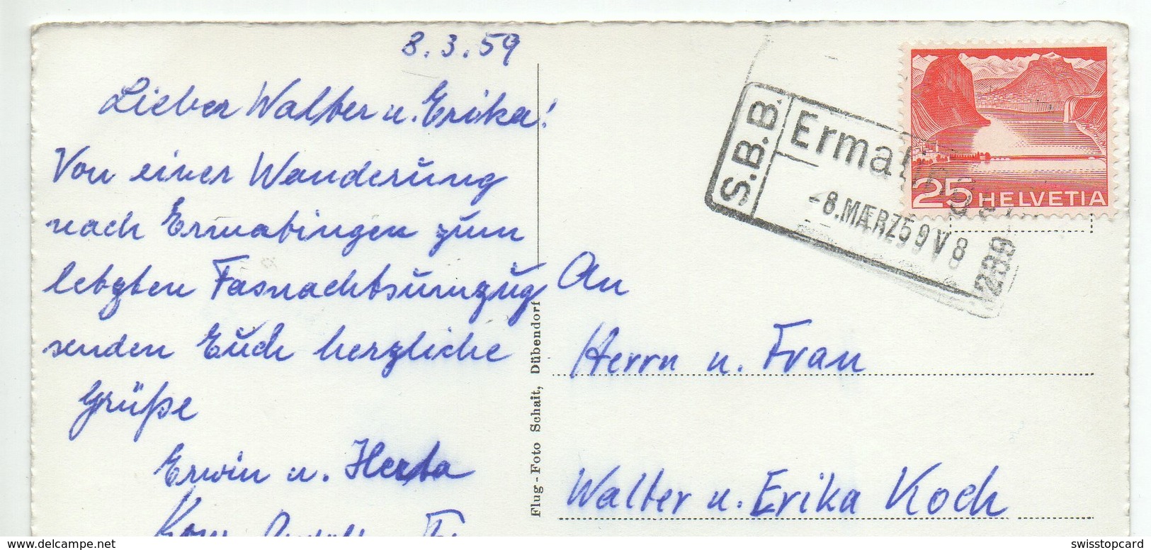 ERMATINGEN Flugaufnahme Stempel Bahn - Ermatingen