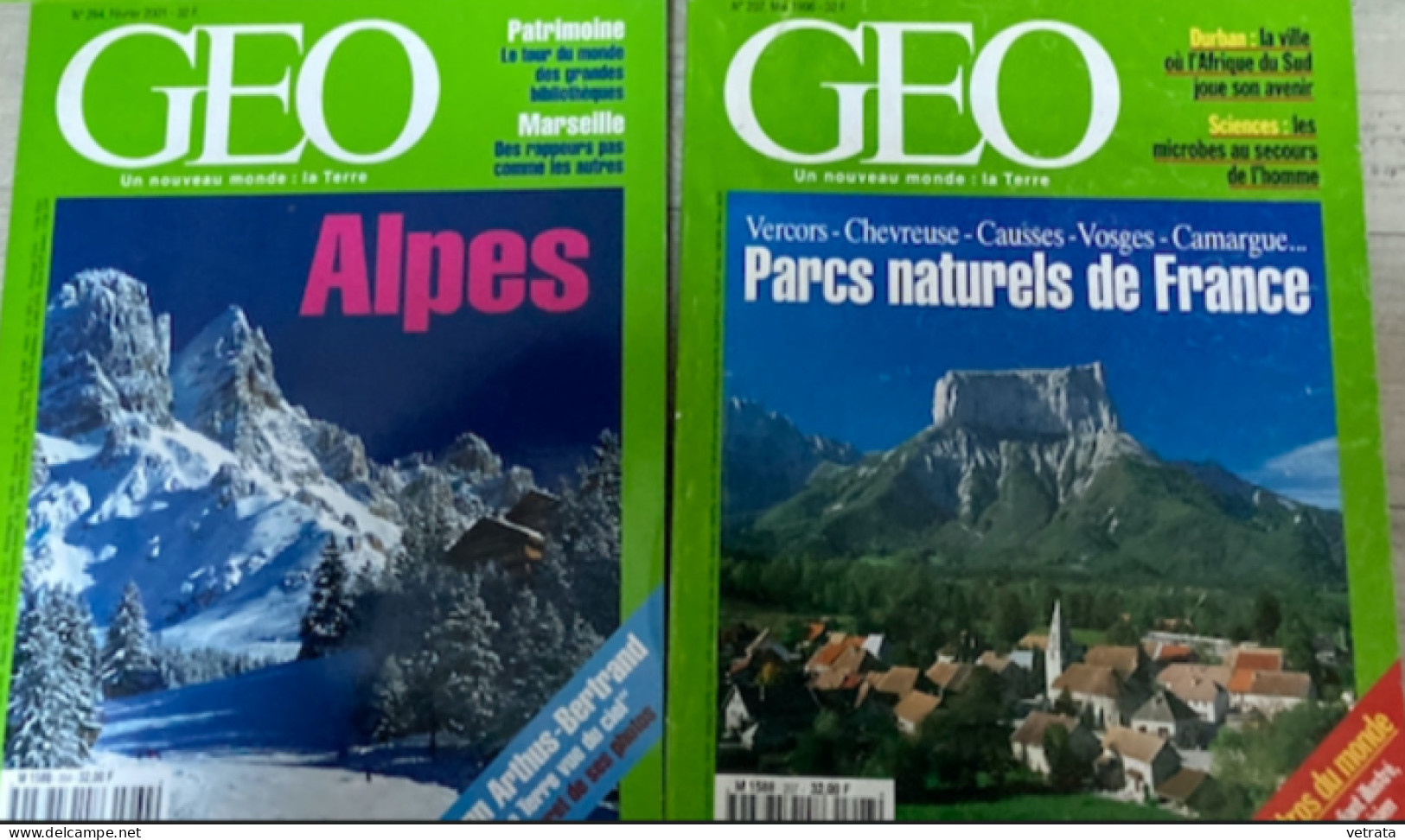 4 N° De Géo : 131 (Baltique) - 201 (Himalaya) - 207 (Parcs Naturels De France)  - 264 (Alpes). 1990/2001 - Géographie