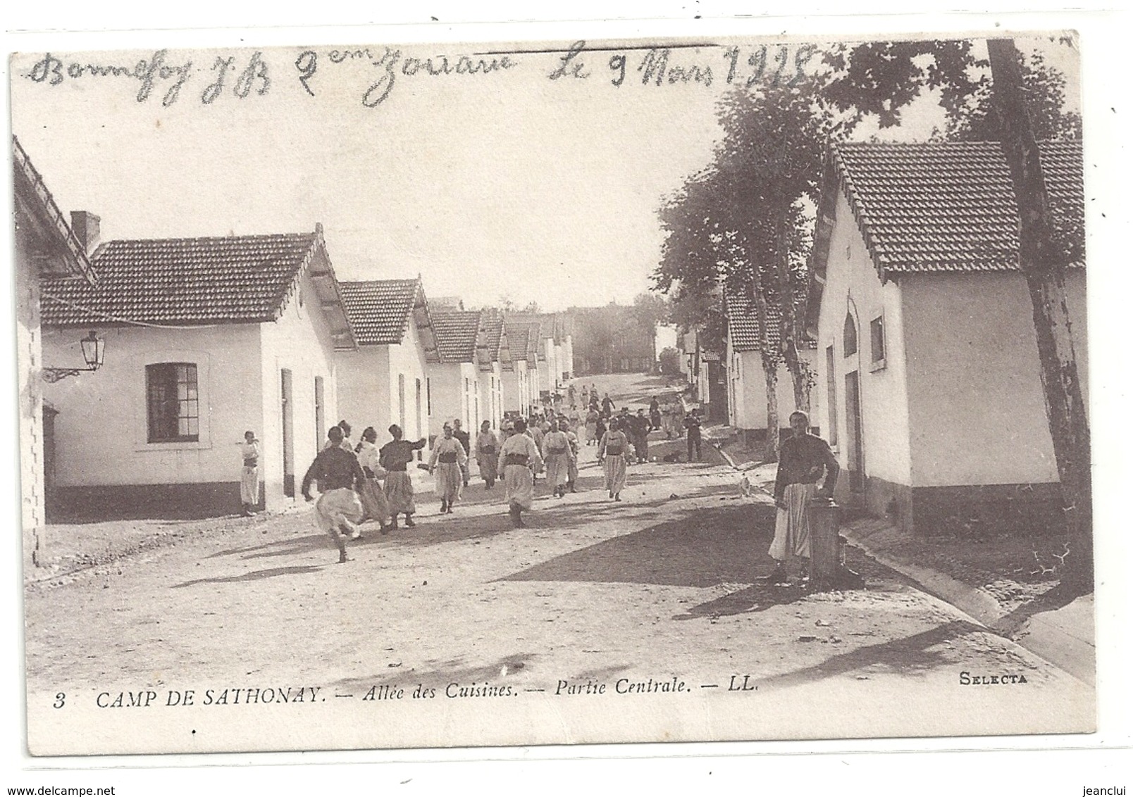 3. CAMP DE SATHONAY - ALLEE DES CUISINES . PARTIE CENTRALE  . CARTE ECRITE AU VERSO LE 9 MARS 1915 - Autres & Non Classés