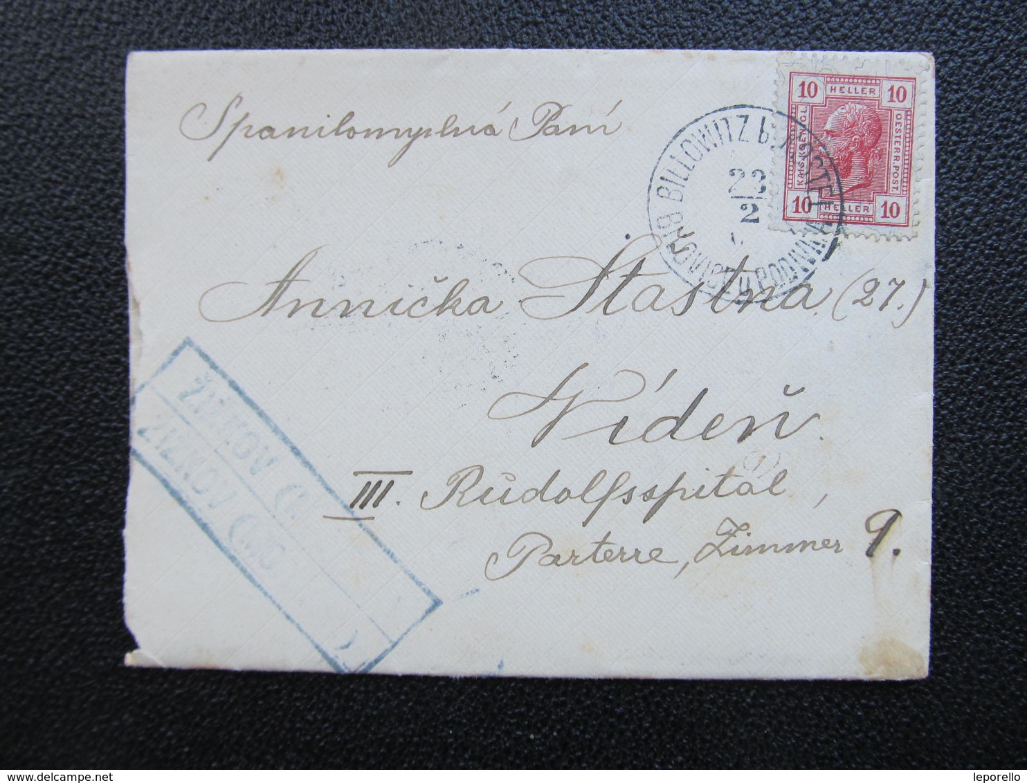 BRIEF Billowitz B. Kostel Bilovice Podivin Postablage Zizkov 1907////   D*37704 - Briefe U. Dokumente