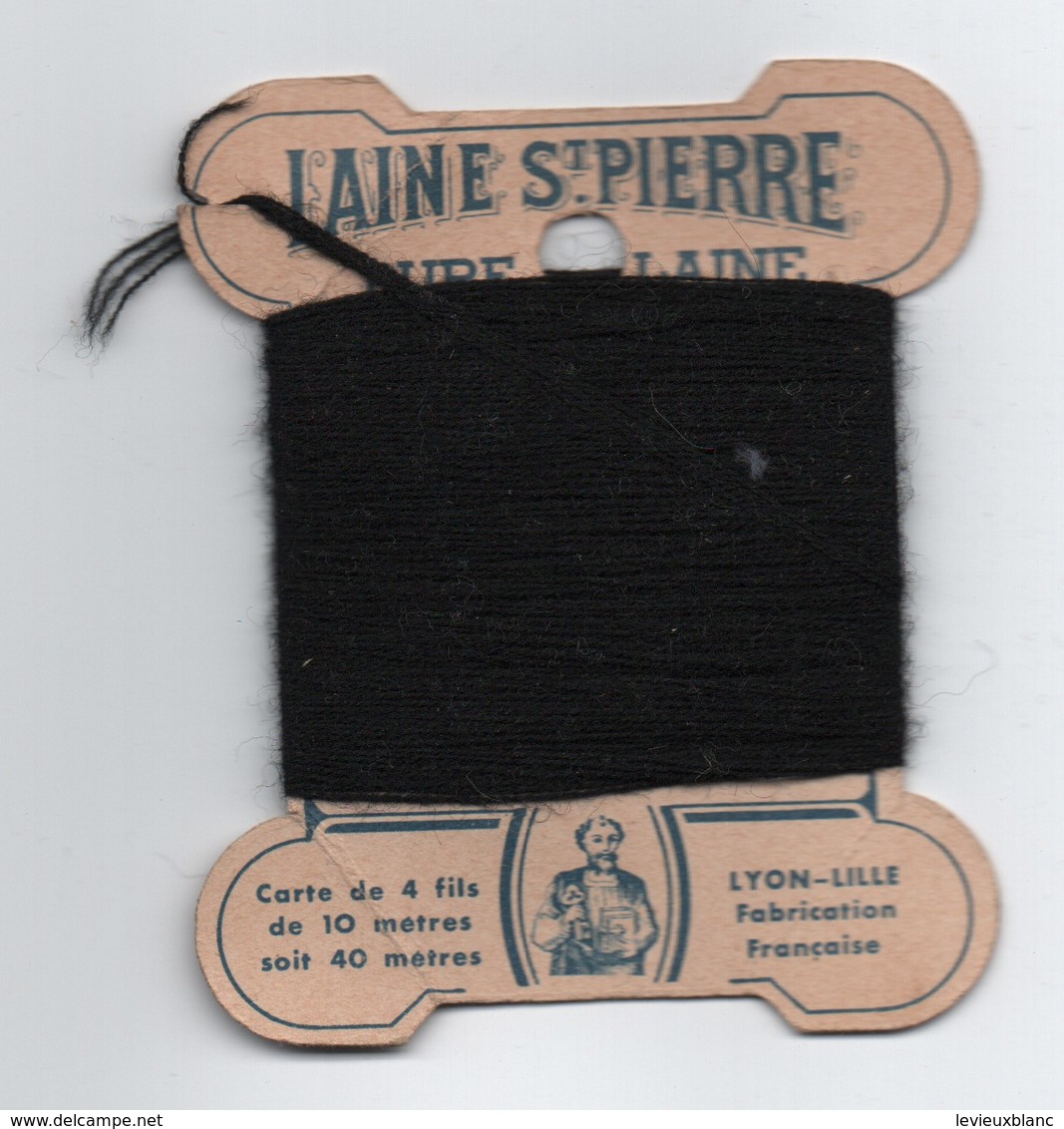 Bobine Ancienne Carton/Laine Saint Pierre/Pure Laine Pour Repriser/Lyon-Lille/Vers 1930-1950 MER70 - Other & Unclassified