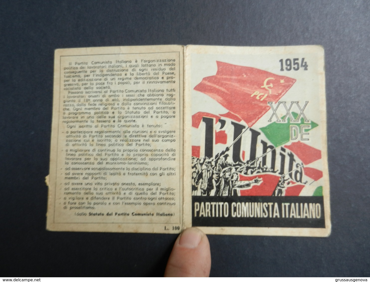 19916) PARTITO COMUNISTA ITALIANO TESSERA 1954 TESSERA CON BOLLINI - Documents Historiques