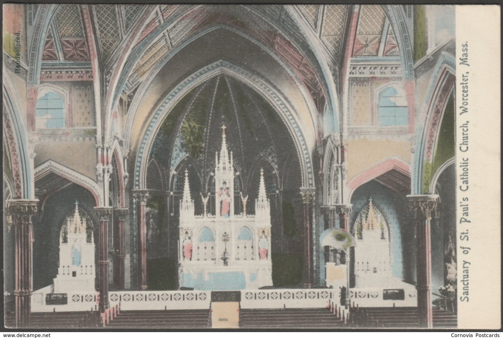 Sanctuary Of St Paul's Catholic Church, Worcester, Massachusetts, C.1905 - Lundborg Postcard - Worcester