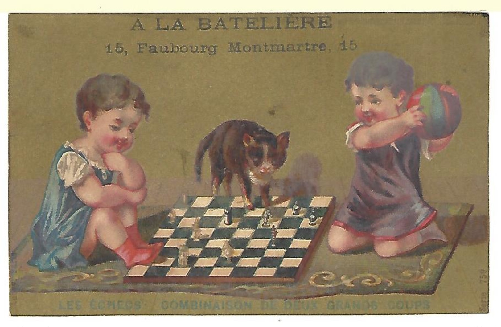 CHROMO A LA BATELIÈRE, ENFANTS JEU ÉCHECS - Other & Unclassified