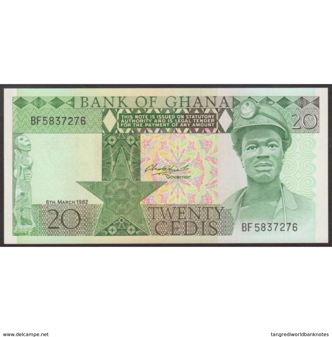 TWN - GHANA 21c - 20 Cedis 6.3.1982 Prefix BF - Toned UNC - Ghana