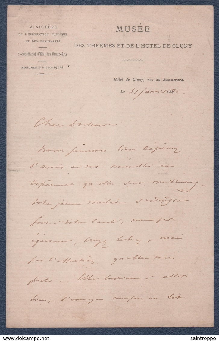 Correspondance Et Autographe De Mr Edmond De Sommerard,premier Directeur Des Thermes Et De L'Hôtel De Cluny. - Autres & Non Classés