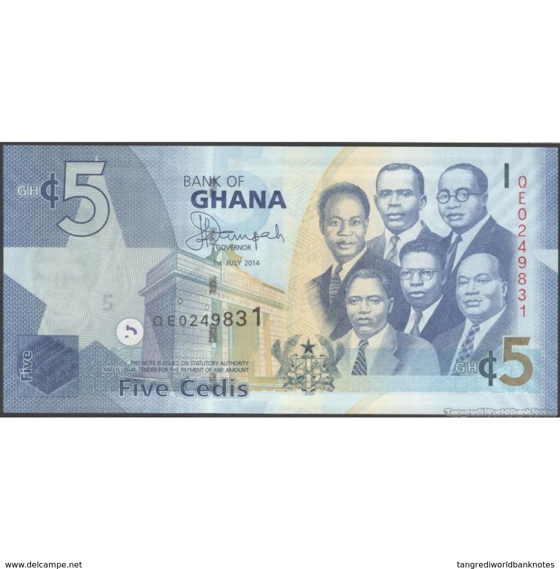 TWN - GHANA 38e - 5 Cedis 1.7.2014 Prefix QE UNC - Ghana