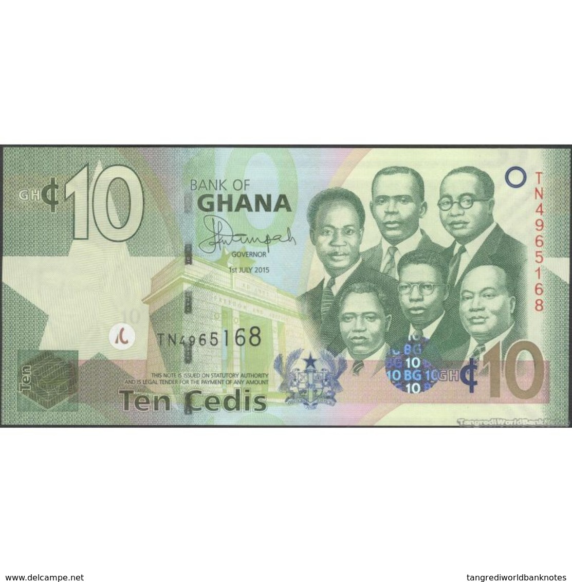 TWN - GHANA 39f - 10 Cedis 1.7.2015 Prefix TN UNC - Ghana