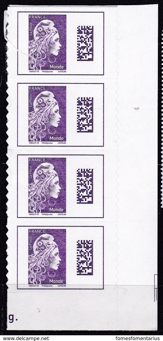 4 Timbres Neufs Adhésifs 2018 Marianne L' Engagée Le Monde Issus De Feuille - 2018-2023 Marianne L'Engagée