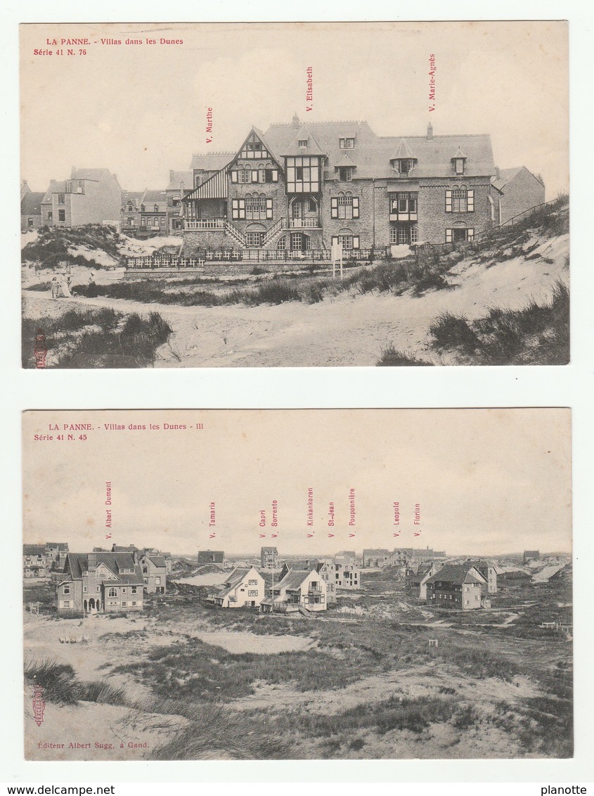 La Panne - 2 CPA 1900/10s-  Villas Dans Les Dunes - Albert Sugg Serie 41 N. 76 Et 45 - De Panne
