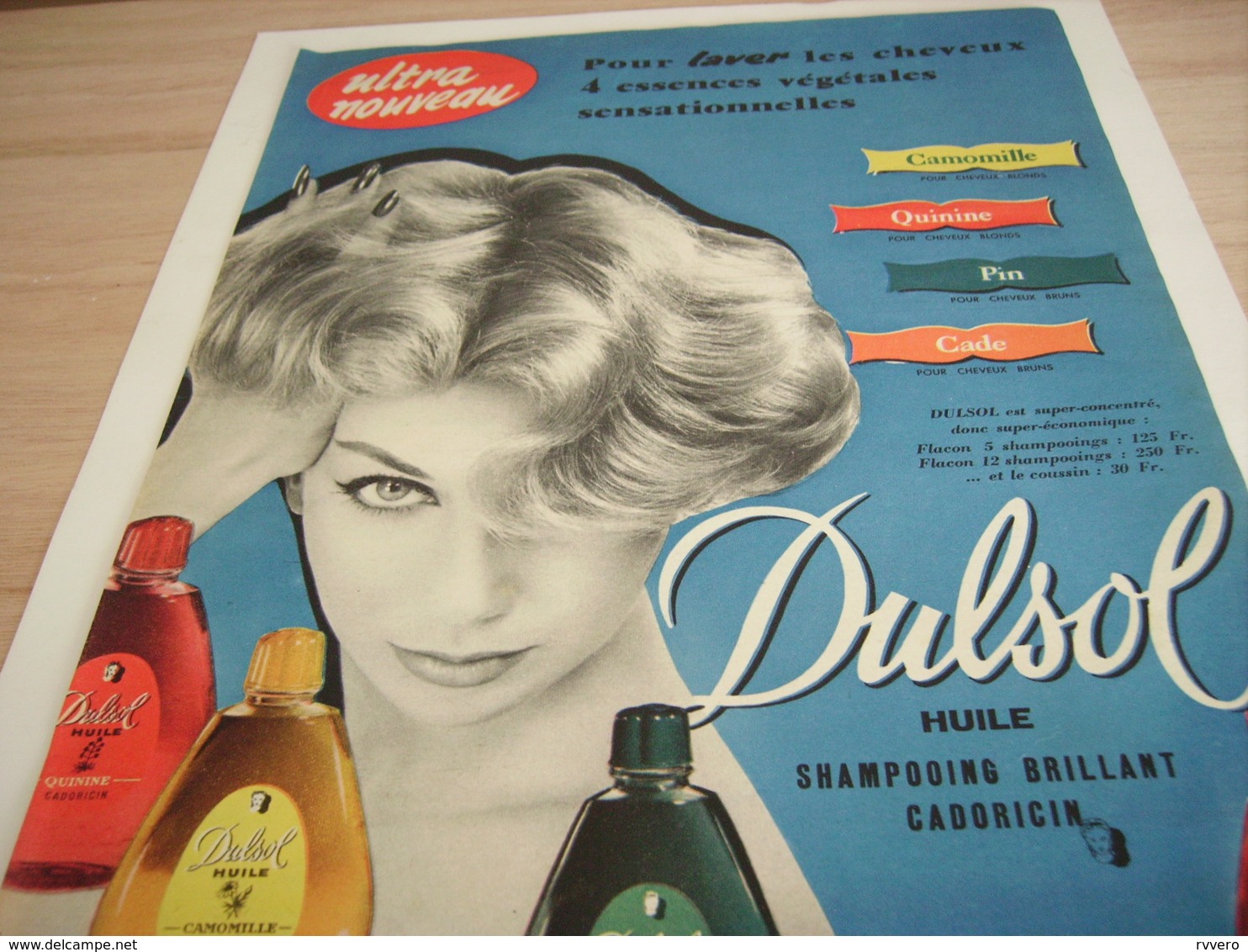 ANCIENNE PUBLICITE ULTRA NOUVEAU SHAMPOOING DULSOL  1958 - Autres & Non Classés