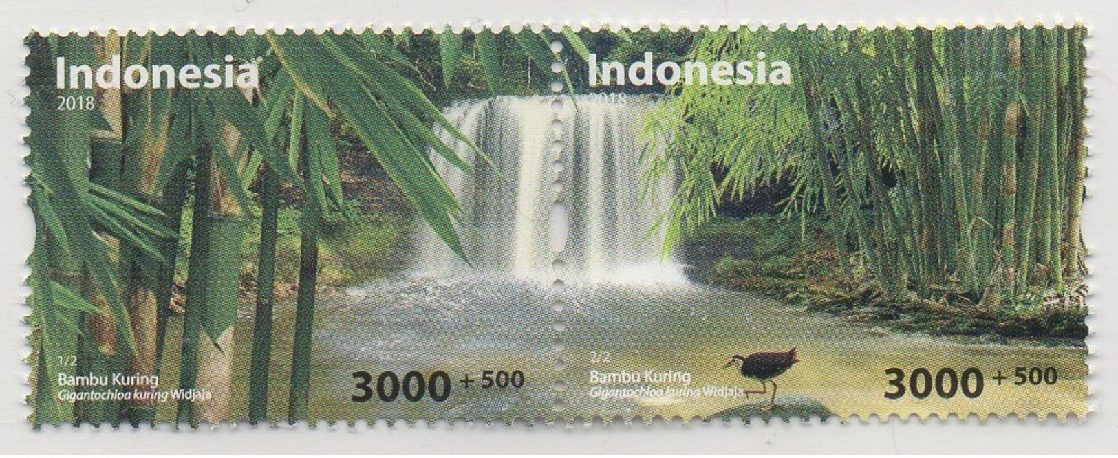 INDONESIA 2018--4 ENVIRONMENT CARE WATERFALL BAMBOO BIRD SET STAMPS MNH - Indonesia