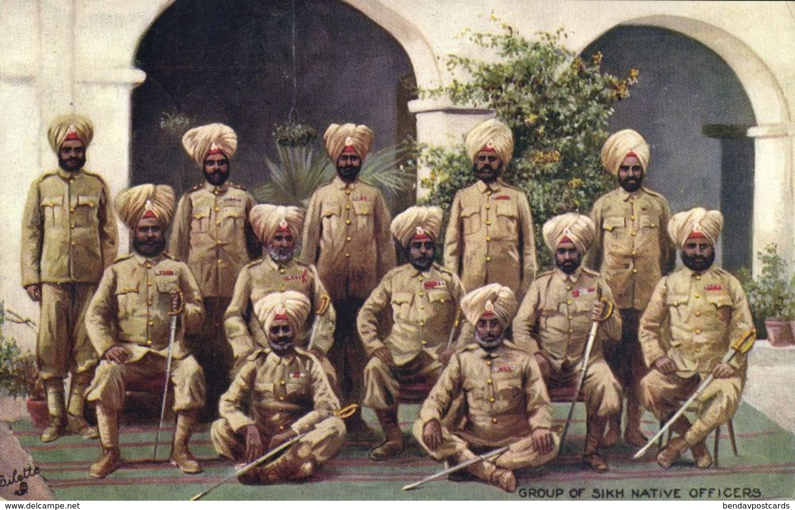 Group Of Sikh Native Officers, Uniform (1914) Tuck Postcard - Inde