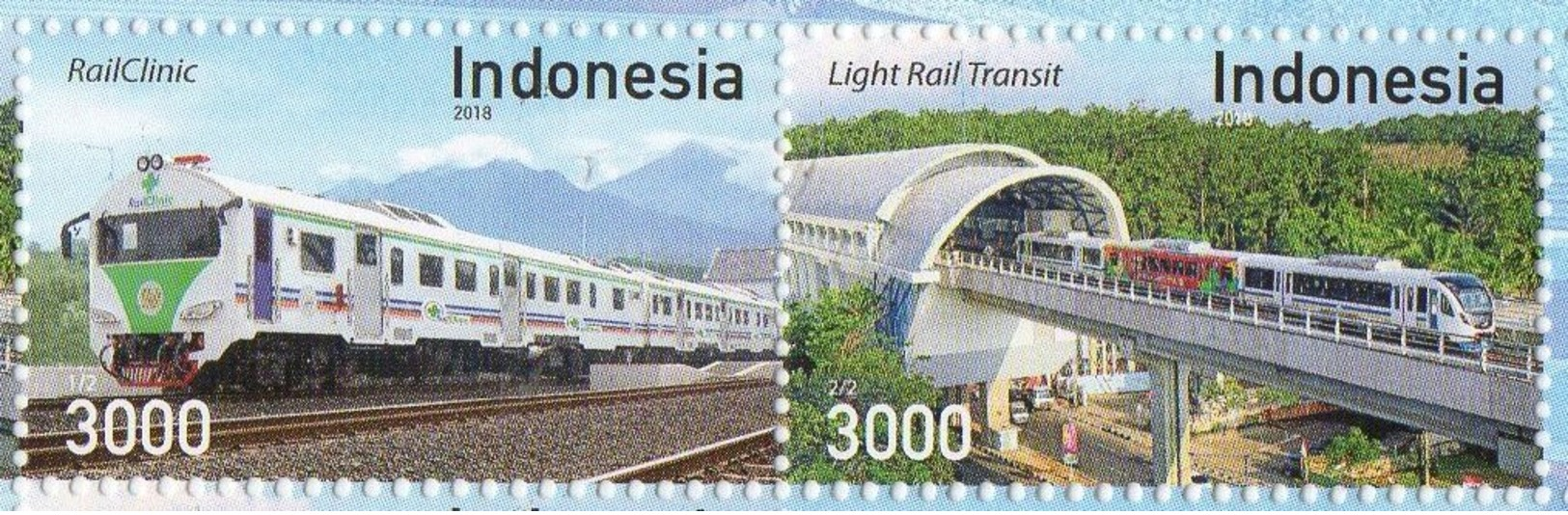 INDONESIA 2018-8 TRAINS LOKOMOTIVE RAILROADS SET STAMPS MNH - Indonesia