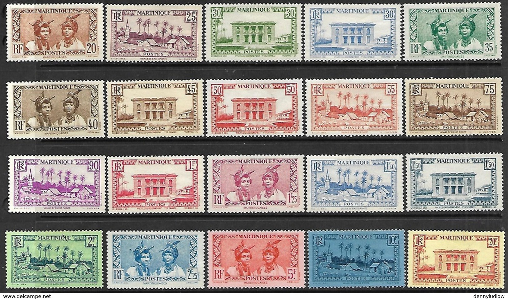 Martinique  1933   20 Diff MH To The 20fr   2016 Scott Value $17.05 - Unused Stamps