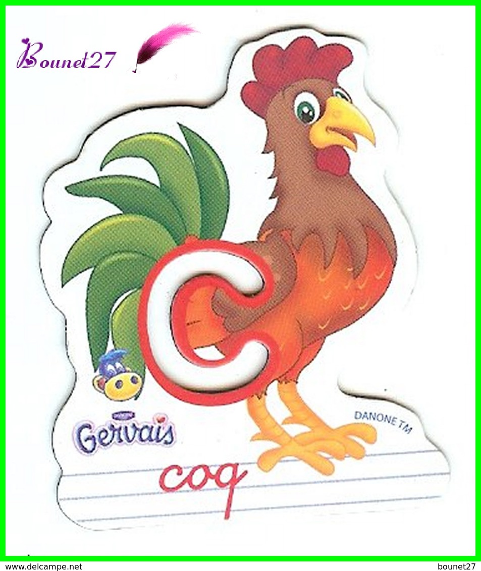Magnet Pochoir GERVAIS L'Alphabet De La Ferme Animaux Fruits Produits " Le C De Coq " - Letters & Digits