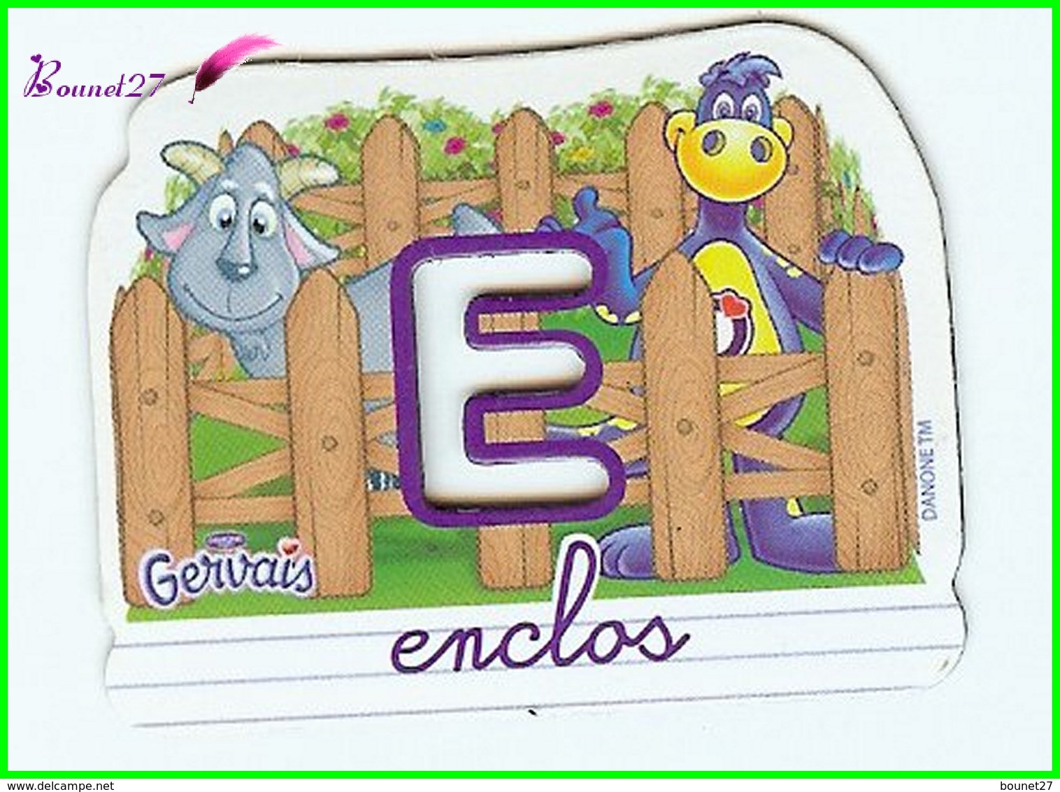 Magnet Pochoir GERVAIS L'Alphabet De La Ferme Animaux Fruits Produits " Le E De Enclos " - Letters & Digits