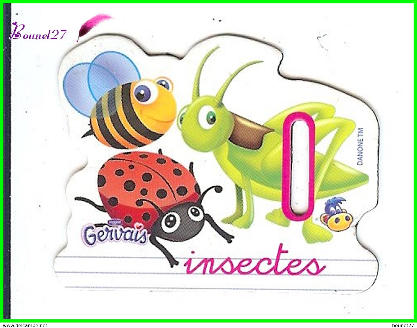 Magnet Pochoir GERVAIS L'Alphabet De La Ferme Animaux Fruits Produits " Le I De Insectes " - Letters & Cijfers