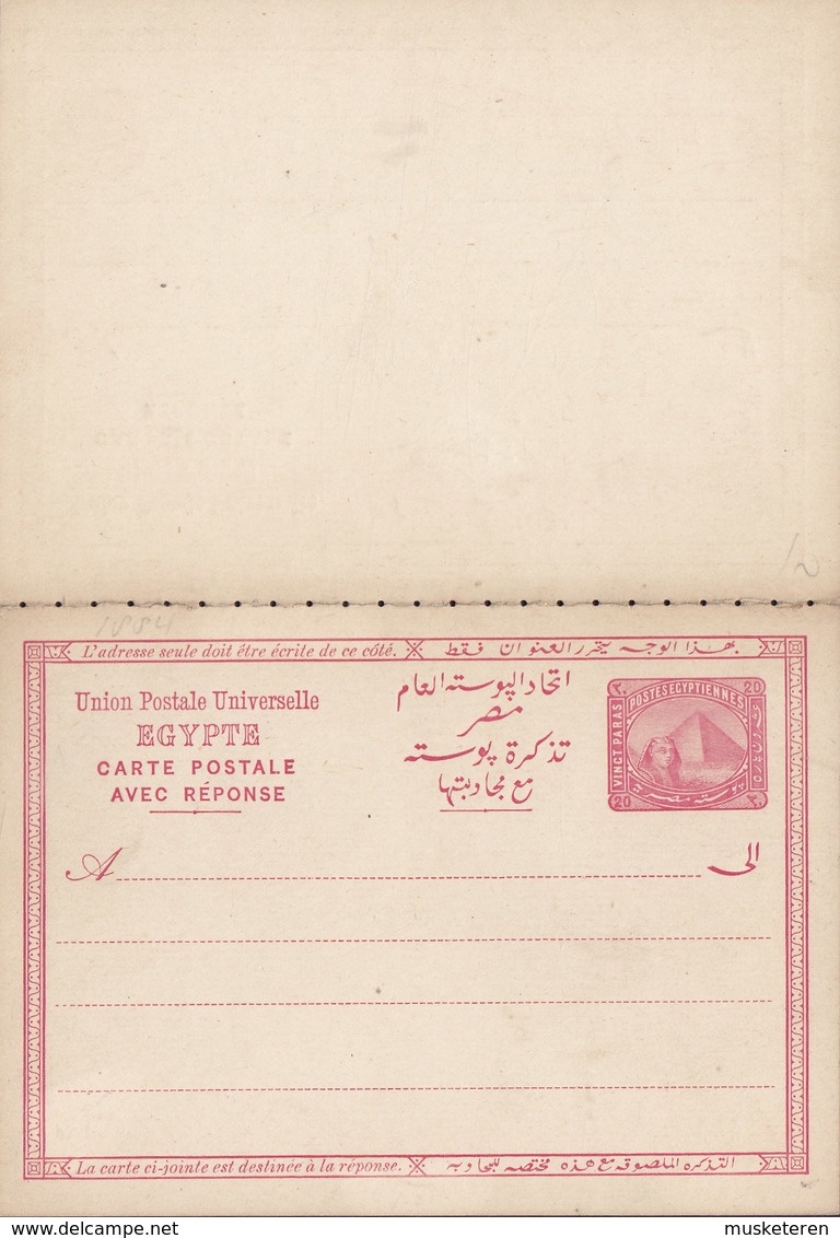 Egypt Egypte UPU Postal Stationery Ganzsache Entier Carte Postale Sphinx & Pyramid 20 S Avec Réponse W. Answer - 1915-1921 British Protectorate