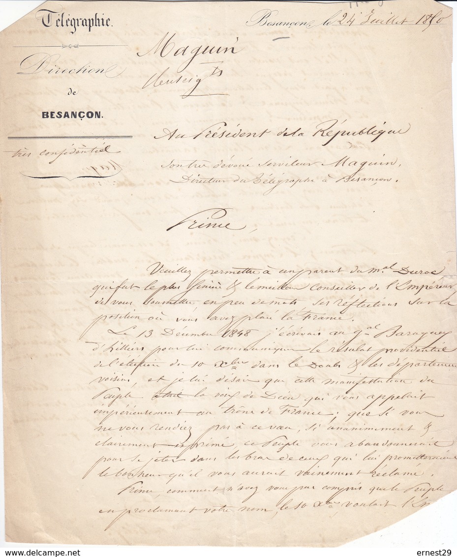 Second Empire Ensemble De 7 Documents Adressés à Napoléon III - Other & Unclassified