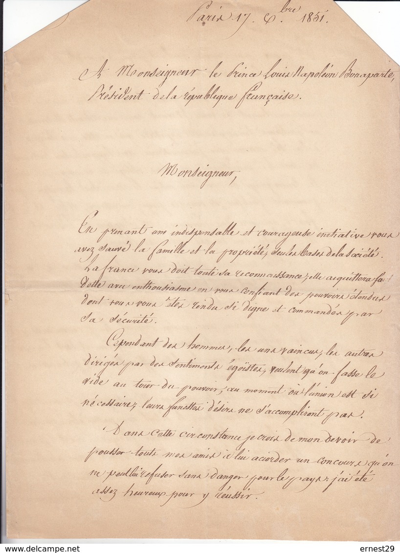 second empire ensemble de 7 documents adressés à Napoléon III