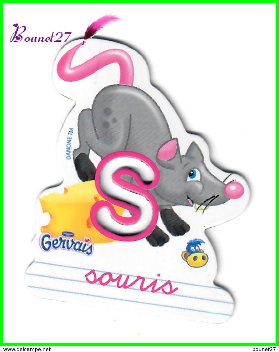 Magnet Pochoir GERVAIS L'Alphabet De La Ferme Animaux Fruits Produits " Le S De Souris " - Letters & Digits