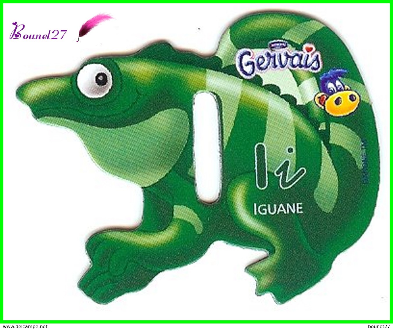 Magnet Pochoir GERVAIS L'Alphabet Avec Les Animaux " Le I De Iguane " - Buchstaben Und Zahlen