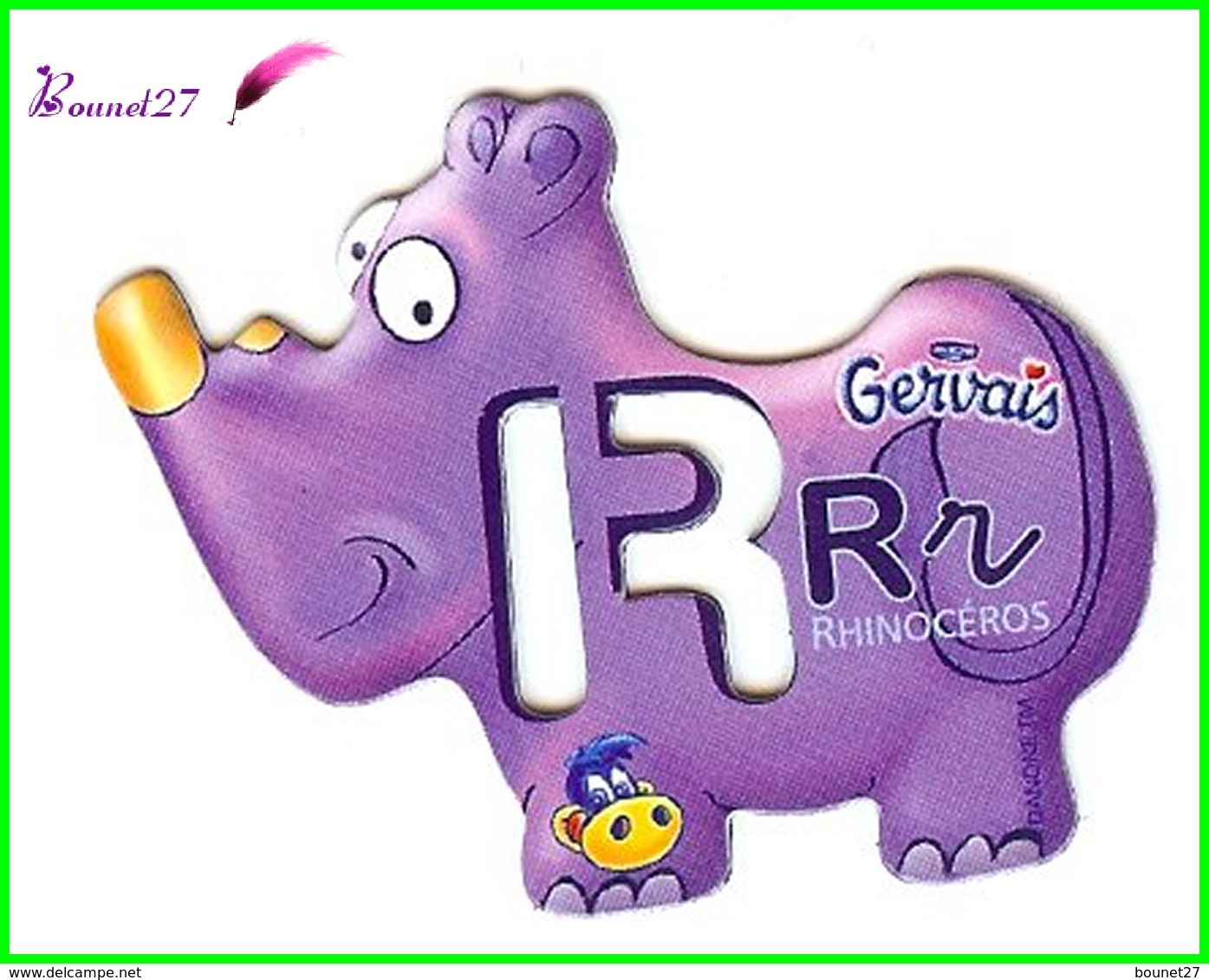 Magnet Pochoir GERVAIS L'Alphabet Avec Les Animaux " Le R De Rhinocéros  " - Lettere & Numeri