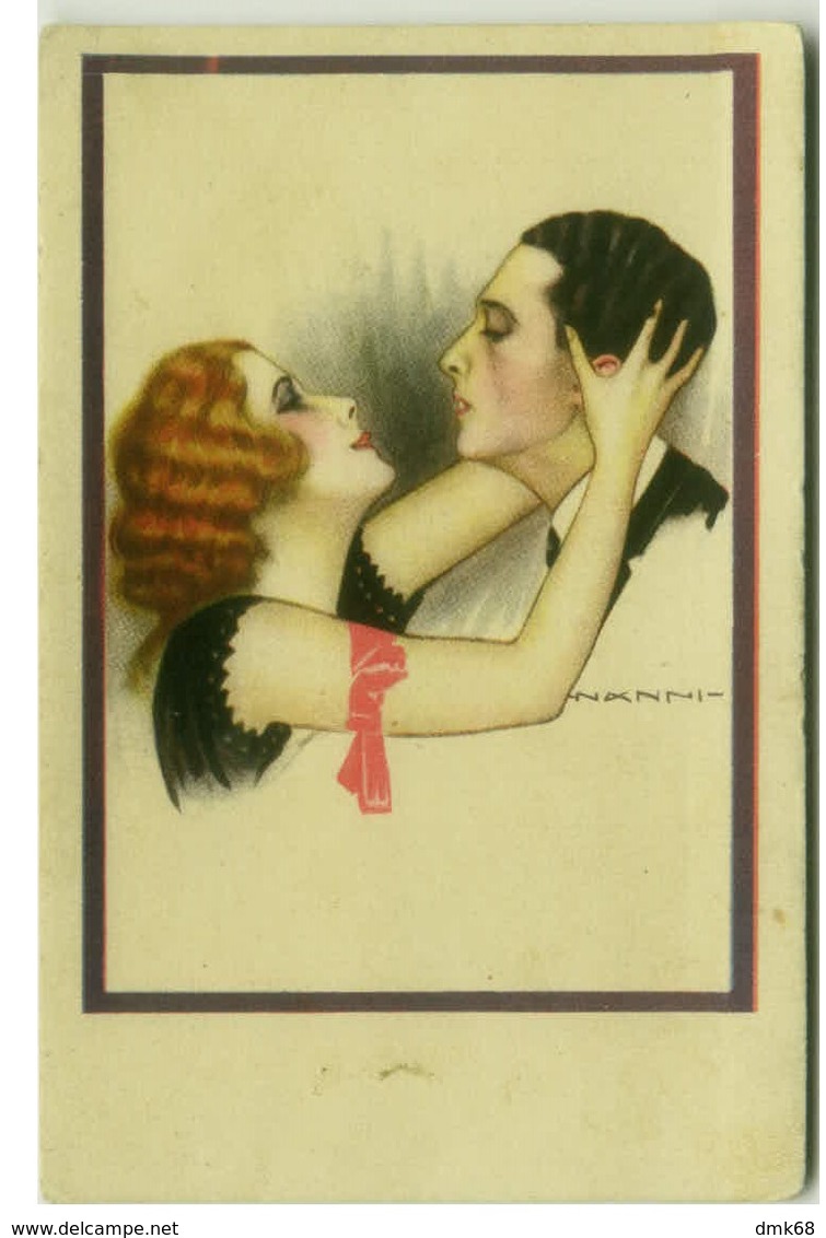 NANNI SIGNED 1910s POSTCARD - COUPLE KISSING - EDIZ DELL'ANNA & GASPERINI - N. 597-4 (BG131) - Nanni