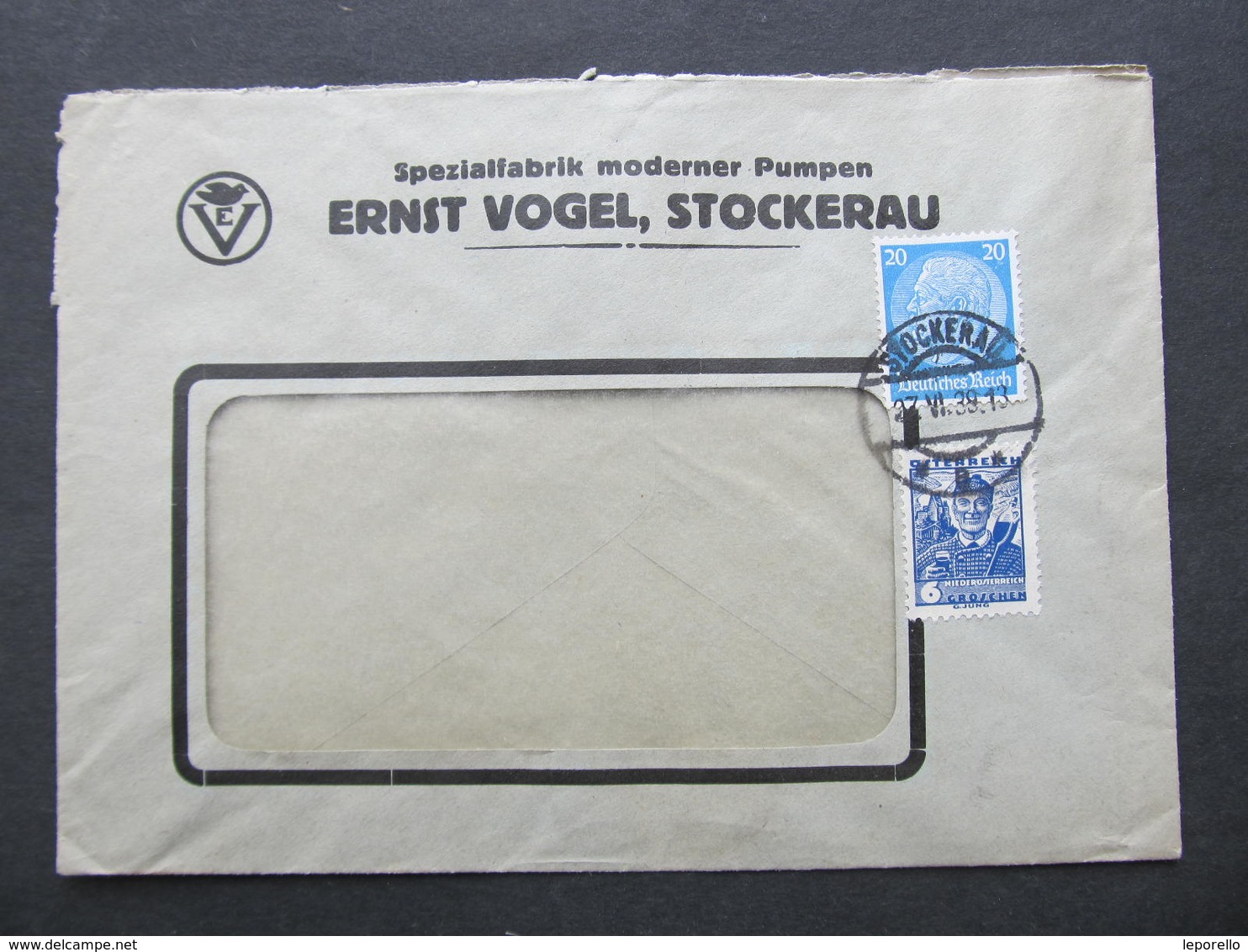 BRIEF Stockerau Ernst Vogel Pumpen 1938 Mischfrankatur   ///   D*37718 - Briefe U. Dokumente