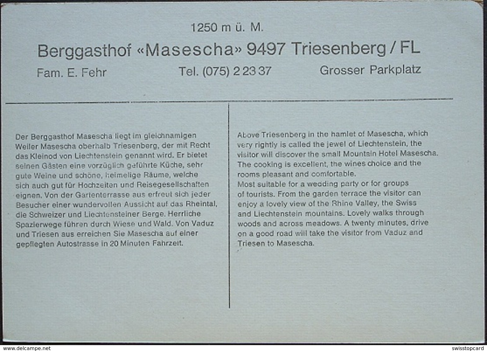 TRIESENBERG Gasthof Masescha Fam. E. Fehr - Liechtenstein