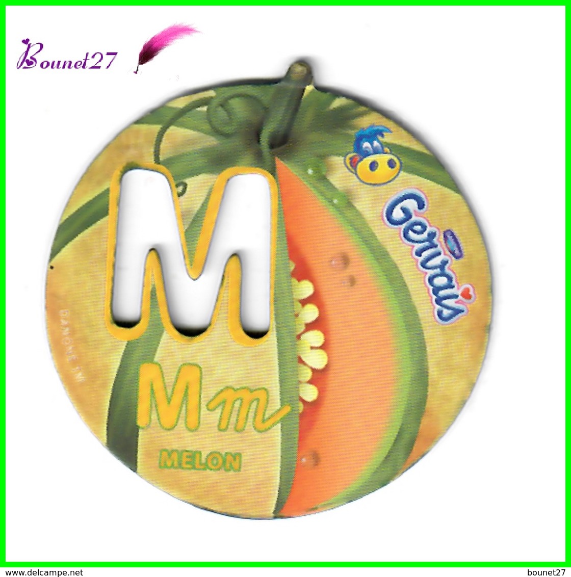 Magnet Pochoir GERVAIS L'Alphabet Avec Les Fruits Et Les Légumes " Le M De Melon " - Letters & Digits