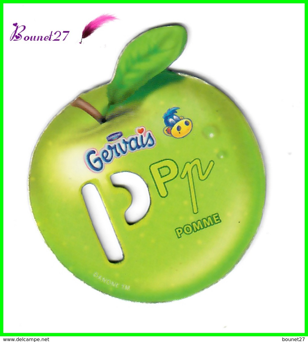 Magnet Pochoir GERVAIS L'Alphabet Avec Les Fruits Et Les Légumes " Le P De Pomme " - Lettere & Numeri