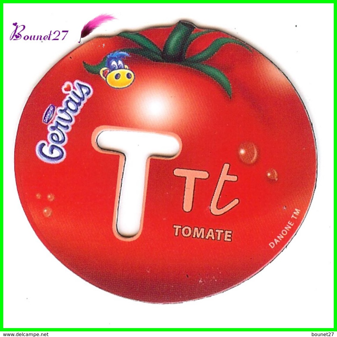 Magnet Pochoir GERVAIS L'Alphabet Avec Les Fruits Et Les Légumes " Le T De Tomate " - Letters & Cijfers
