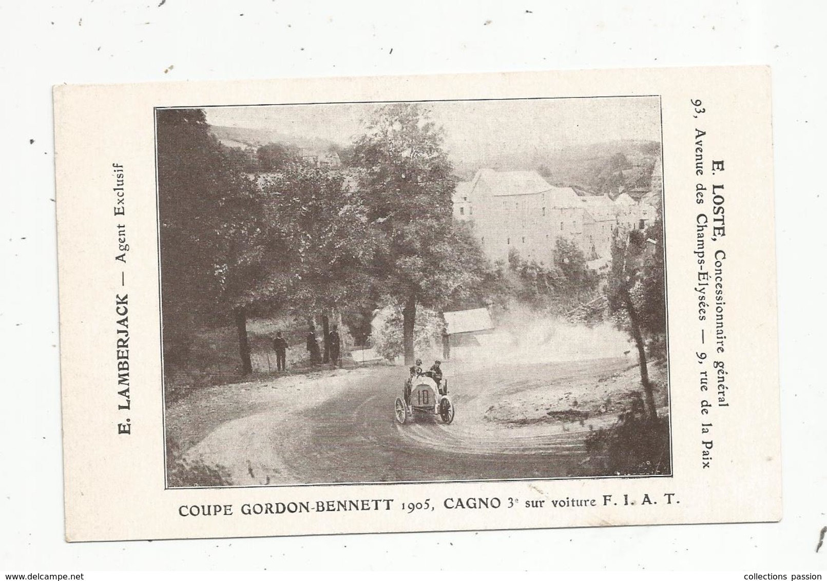 Cp , Sports , Sport Automobile ,  Coupe GORDON-BENNETT ,1905 ,Cagno 3 éme Sur Voiture F.I.A.T. ,vierge - Rallyes