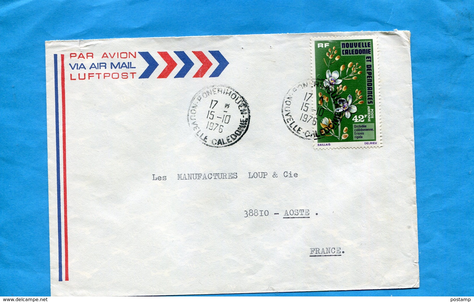 Marcophilie-lettre -NLLE Calédonie-pour Françe-cad-Ponerihouen-1976-- Stamps-N°A165 Flower-orchidée - Briefe U. Dokumente