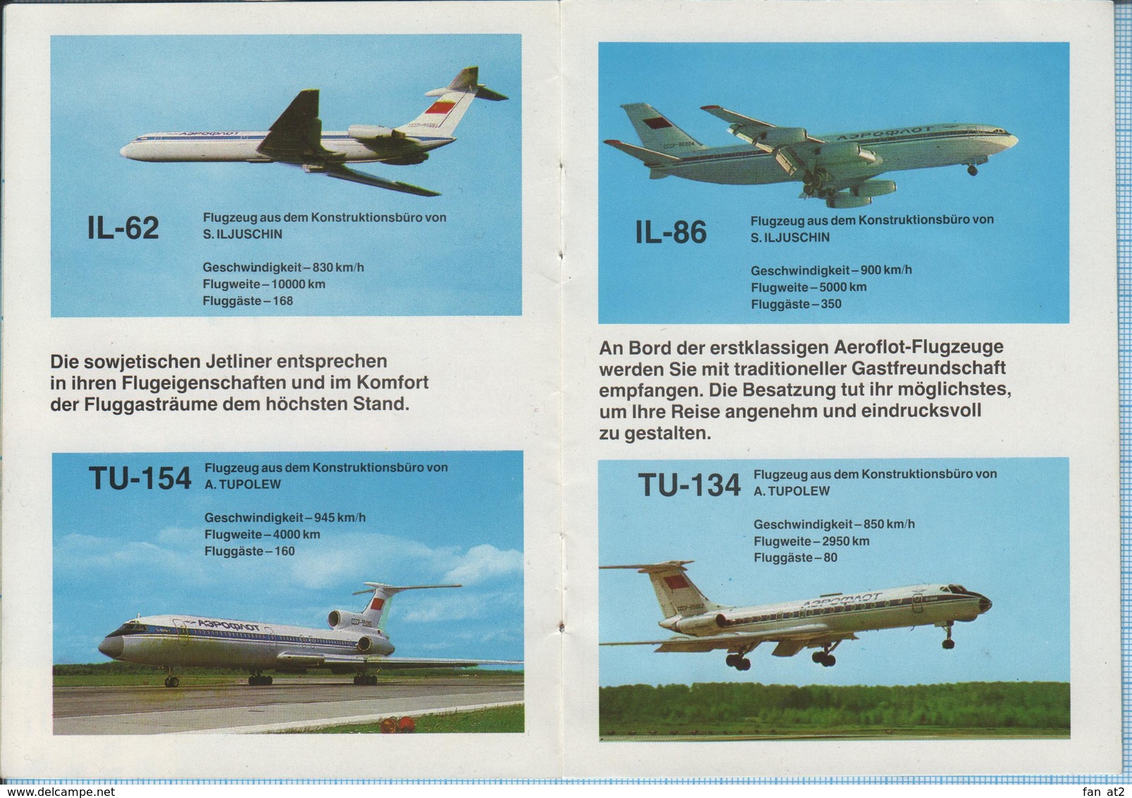 USSR / Soviet Union / Advertising Booklet. Avia- Civil Aviation. Soviet Airlines AEROFLOT. In German. 1970s - Posters