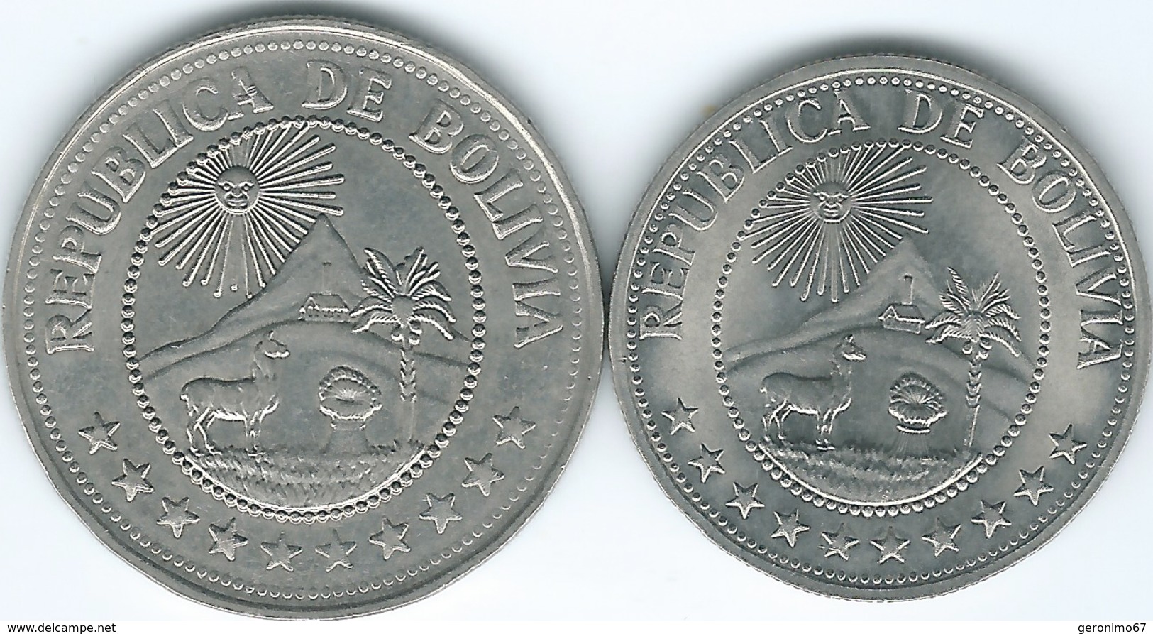 Bolivia - 1 Peso - 1968 - FAO War Against Hunger (KM191) & 5 Pesos - 1980 - (KM197) - Bolivia