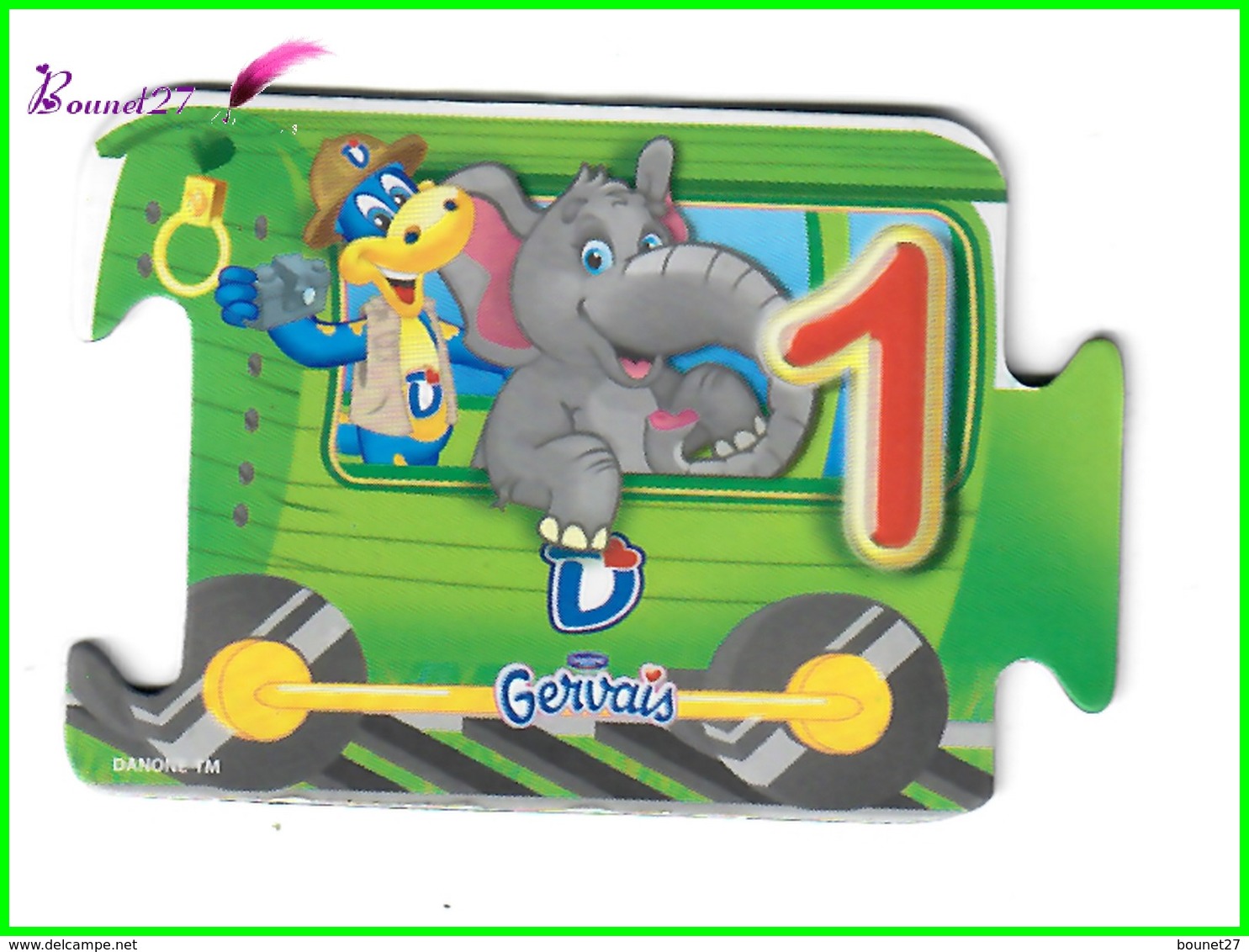 Magnet GERVAIS Le Train Des Chiffres " Le Wagon Avec Le Chiffre 1 " Un Éléphant - Letters & Digits