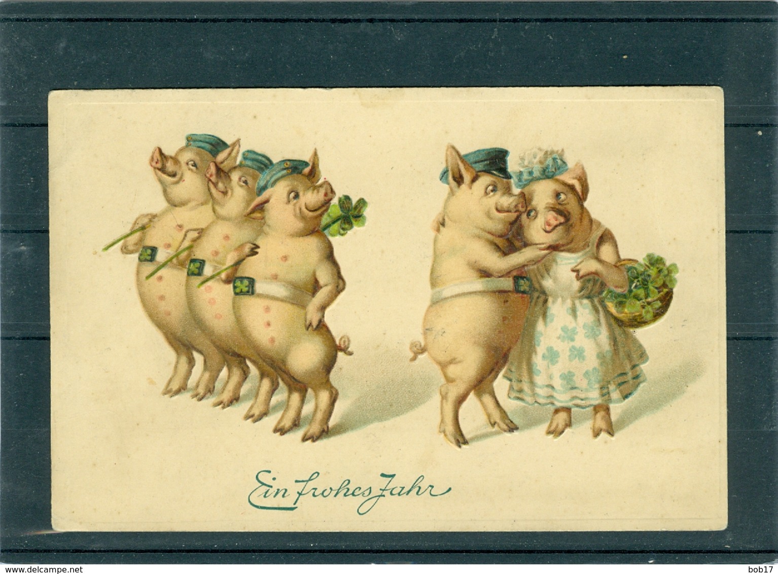 Relief - Gaufrée - Embossed - Prage - Cochon - TBE - Cochons