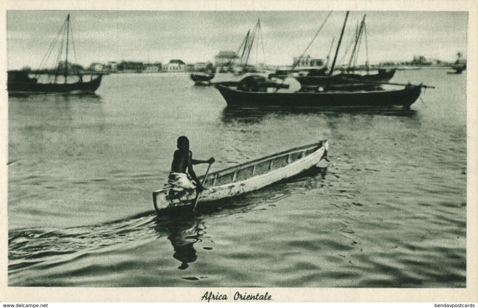 Italian East Africa, Harbour Scene, Native Rowing Boat (1930s) Postcard - Unclassified