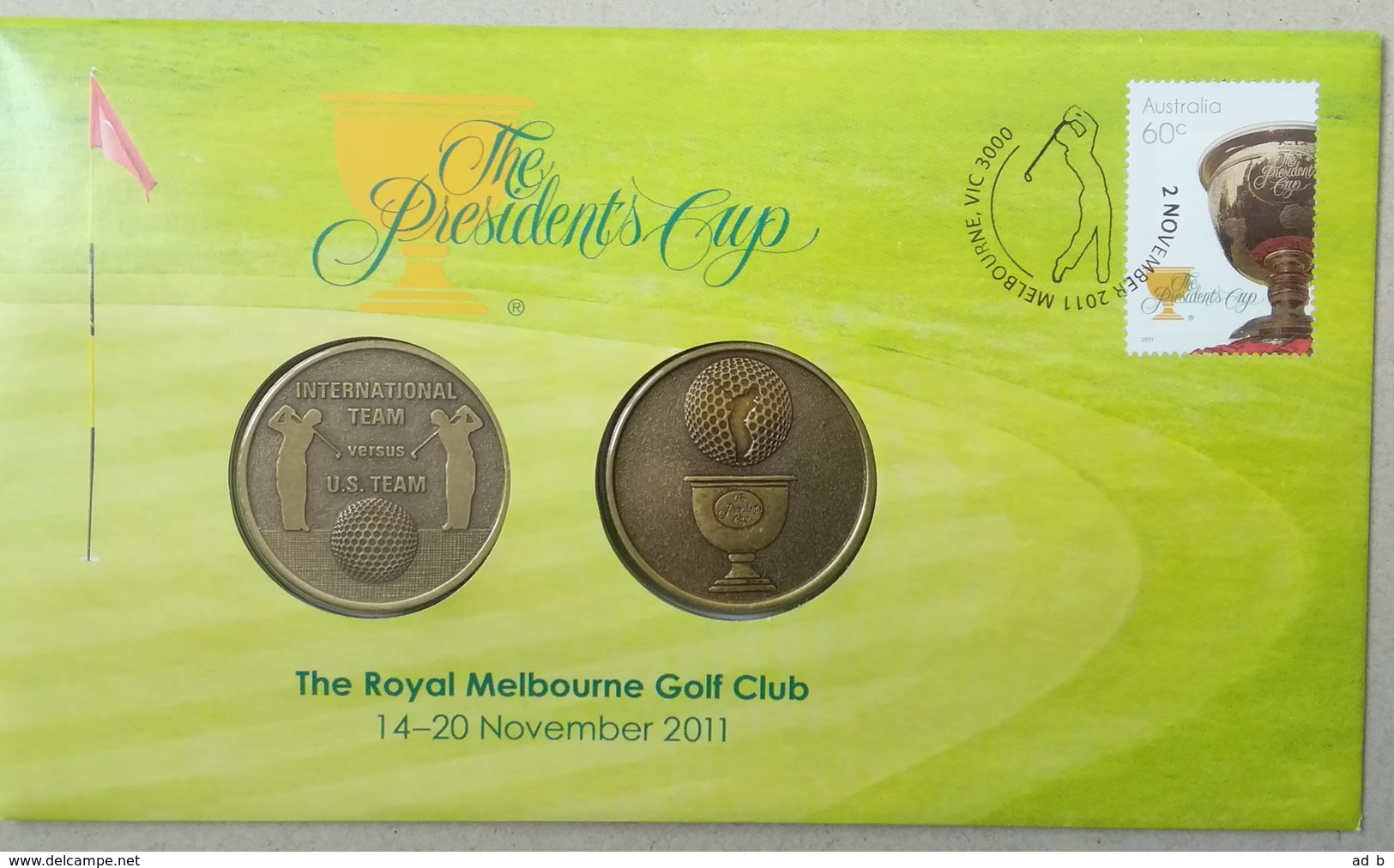 2011 Australia. The Presidents Cup. FDC With Medallion. PNC - Ersttagsbelege (FDC)