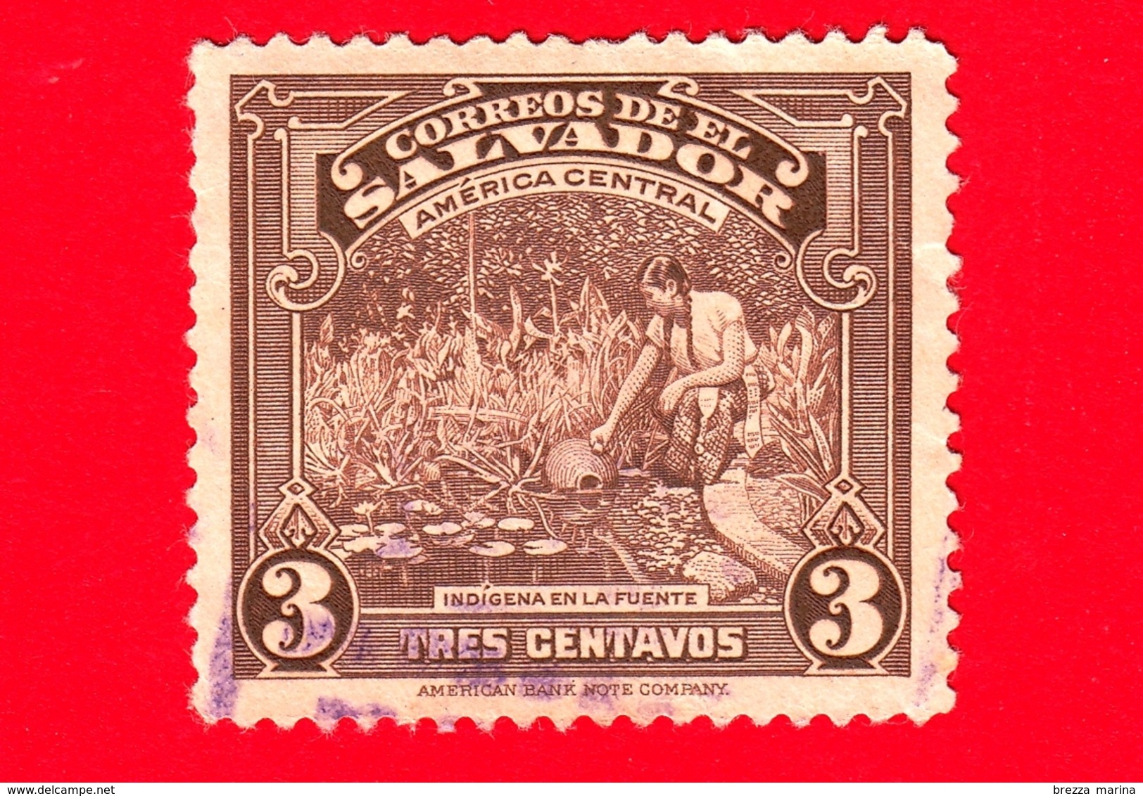 EL SALVADOR - Usato - 1938 - Vedute - Ragazza Indigena Prende Acqua - 3 - El Salvador