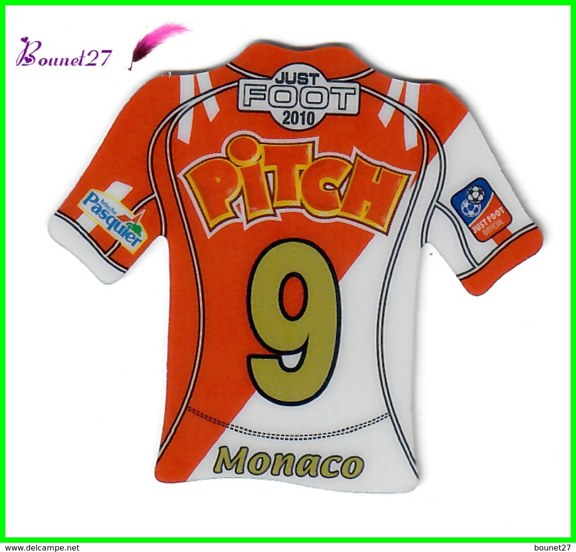 Magnet PITCH Maillot De Football Just Foot 2010 N° 9 MONACO - Letters & Cijfers