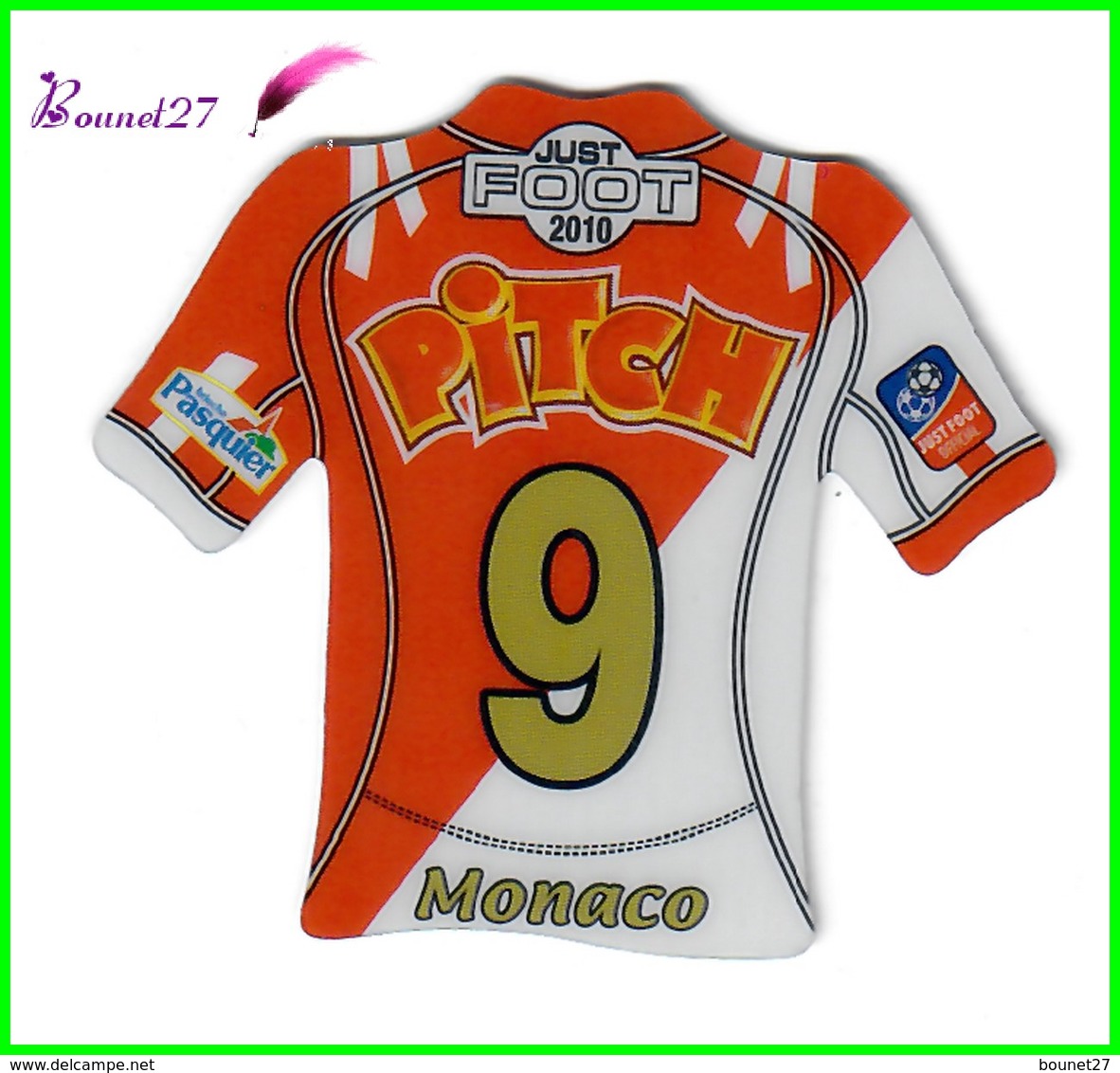 Magnet PITCH Maillot De Football Just Foot 2010 N° 9 MONACO - Letras & Cifras