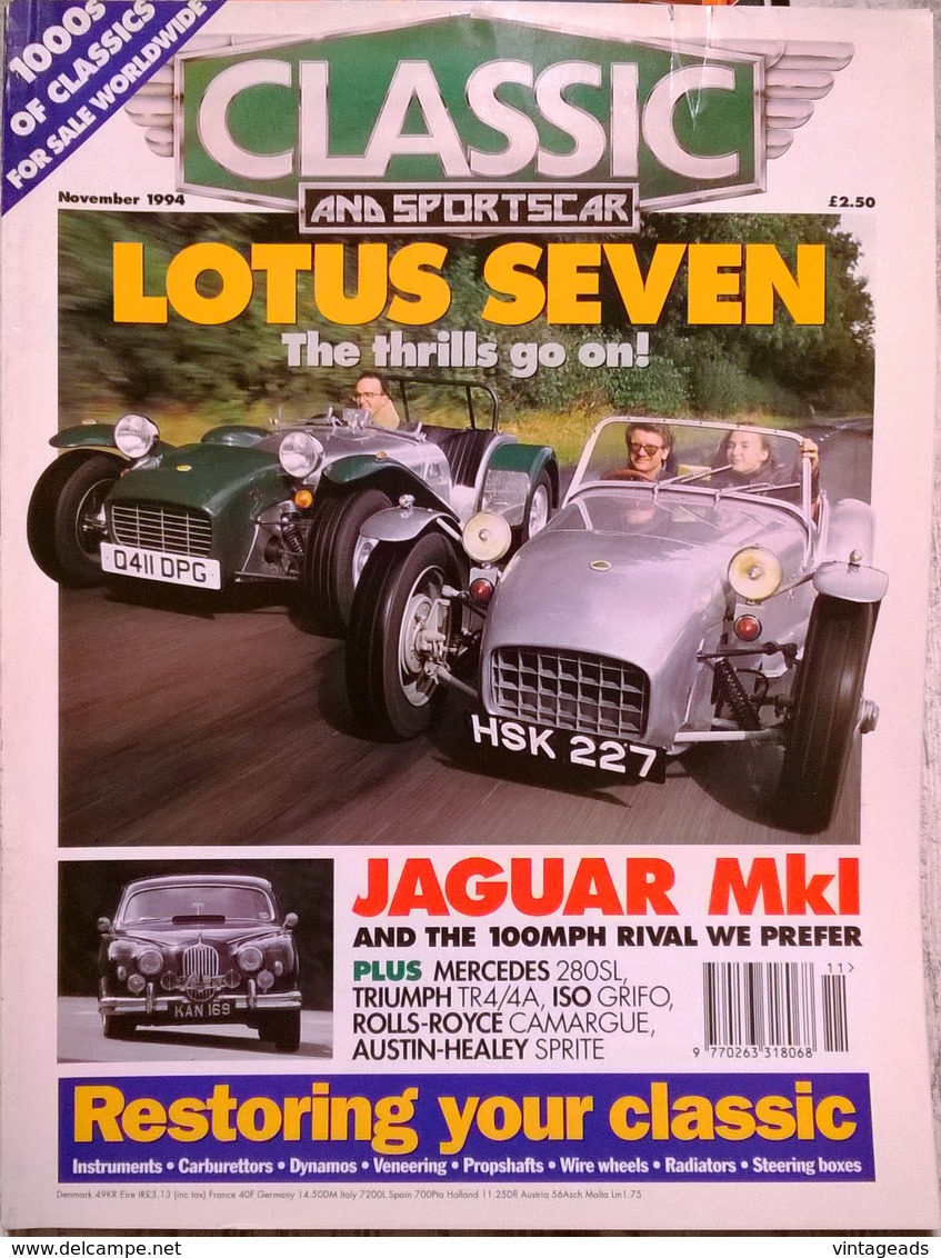 CA023 Autozeitschrift Classic & Sports Car, November 1994, Englisch, Neuwertig - 1950-Heden