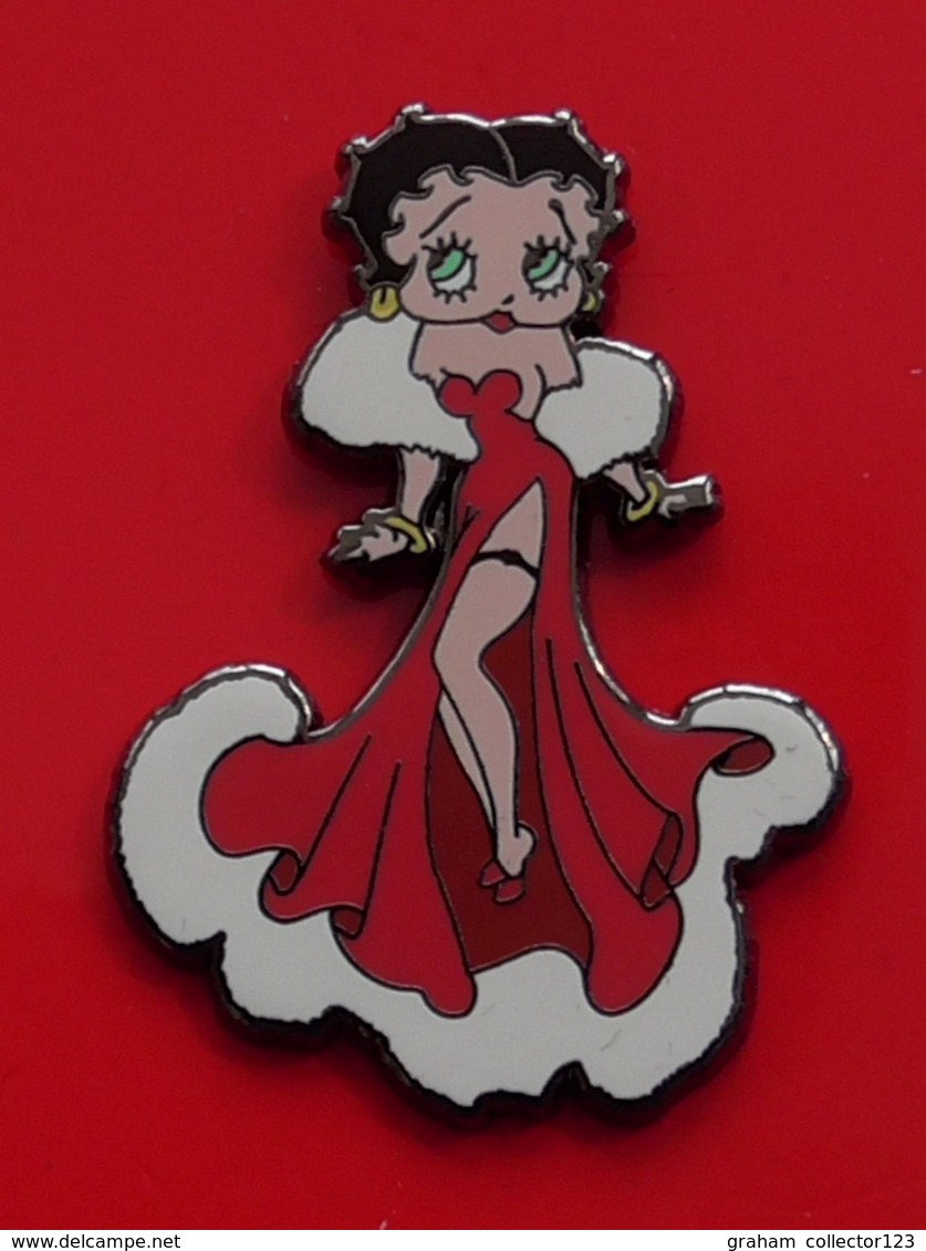 Modern Enamel Pin Badge Betty Boop Character Red White Gown Dress - Berühmte Personen